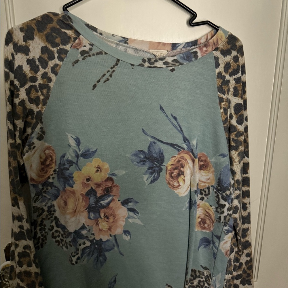 Floral and Leopard Print Women's Top